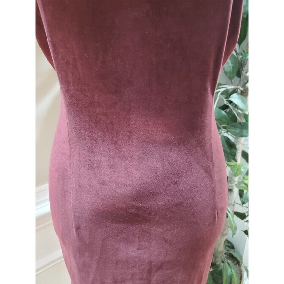 Connected Apparel Womens Maroon Polyester V-Neck Sleeveless Knee Length Dress 12 - Picture 3 of 11